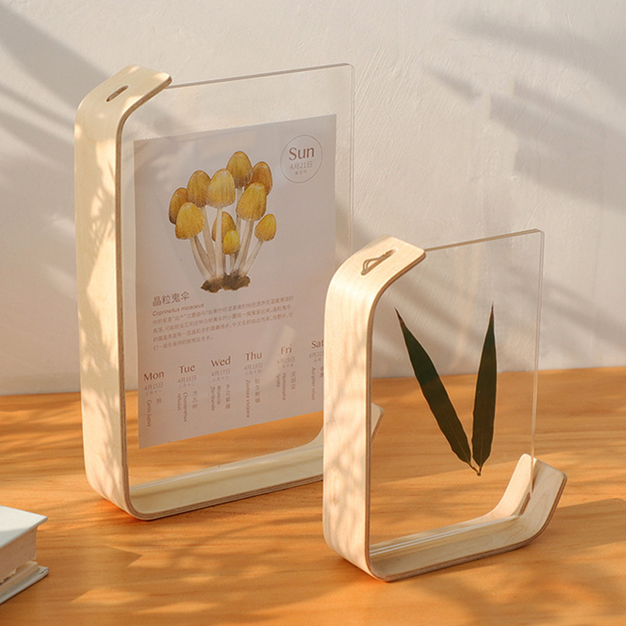Bamboo Photo Frame - Acrylic Wooden Photo Frame Herbarium Display