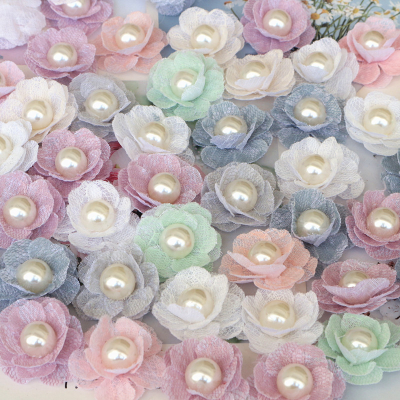 Home Decor Center - 10PCS/Lot 3.5CM Handmade Pearl Center Fabric
