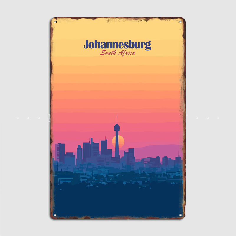 Home Decor Johannesburg - Johannesburg Skyline Sunset Travel Scenery Posters