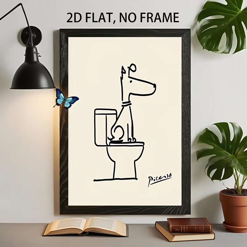 Home Decor Retro - Modern,Retro Fun Dog Toilet Picasso Line