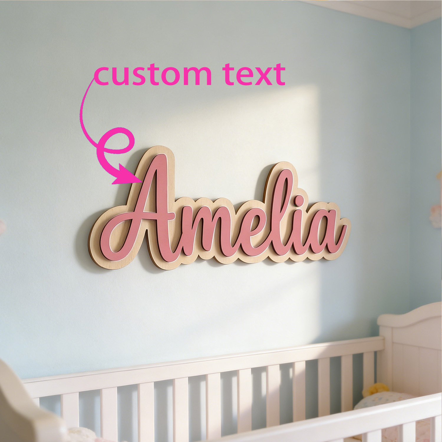 Home Decor Zone - 1pc Customized Double-layer Wooden Surname Brand,
