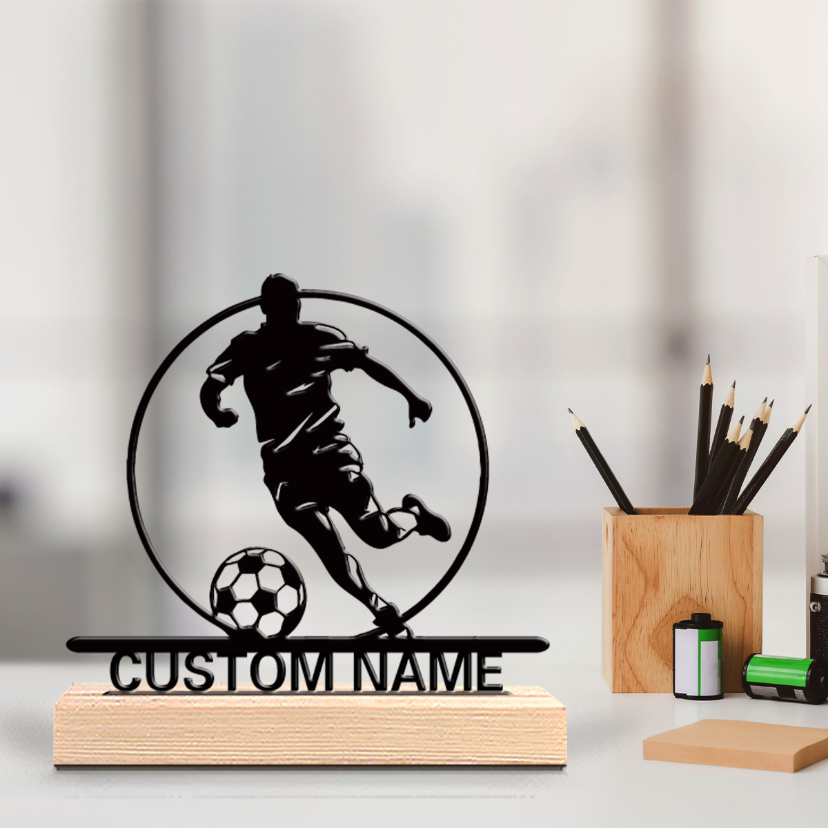 Home Decor Zone - Custom Soccer Player Metal Statue with