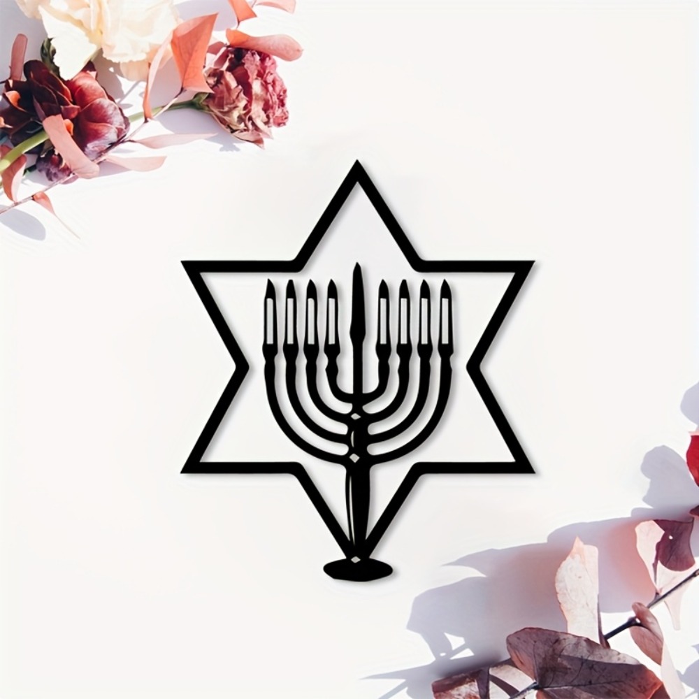 Home Decor Outdoor - CIFBUY Metal Wall Art Menorah Star