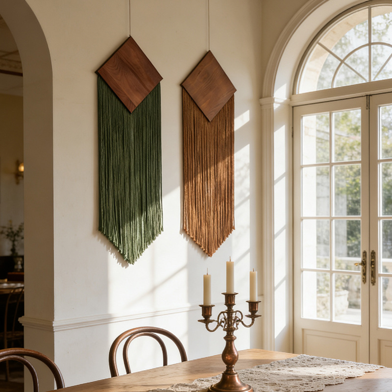 Macrame Wall Hanging - Bohemian Cotton Rope Woven Tapestry with