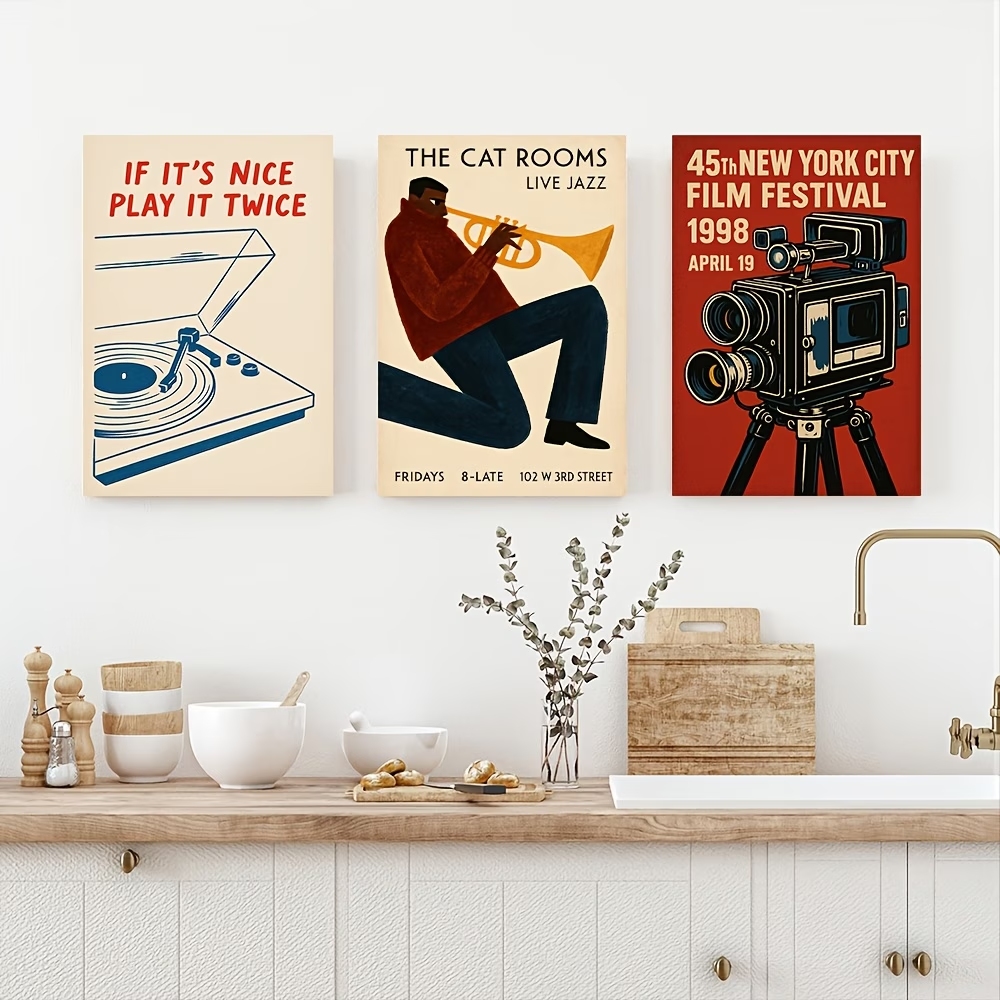 Home Decor Retro - Modern,Retro Jazz Cat, New York Film