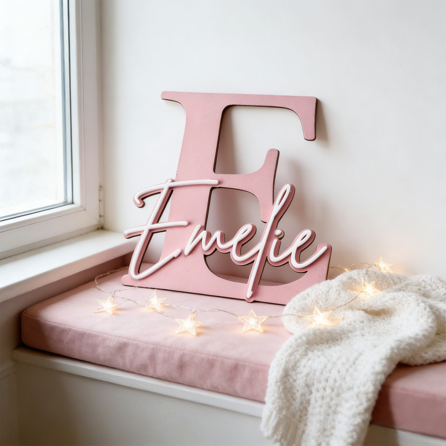 Home Decor Zone - 1pc Double-layer Wooden Name Decoration Plaque,