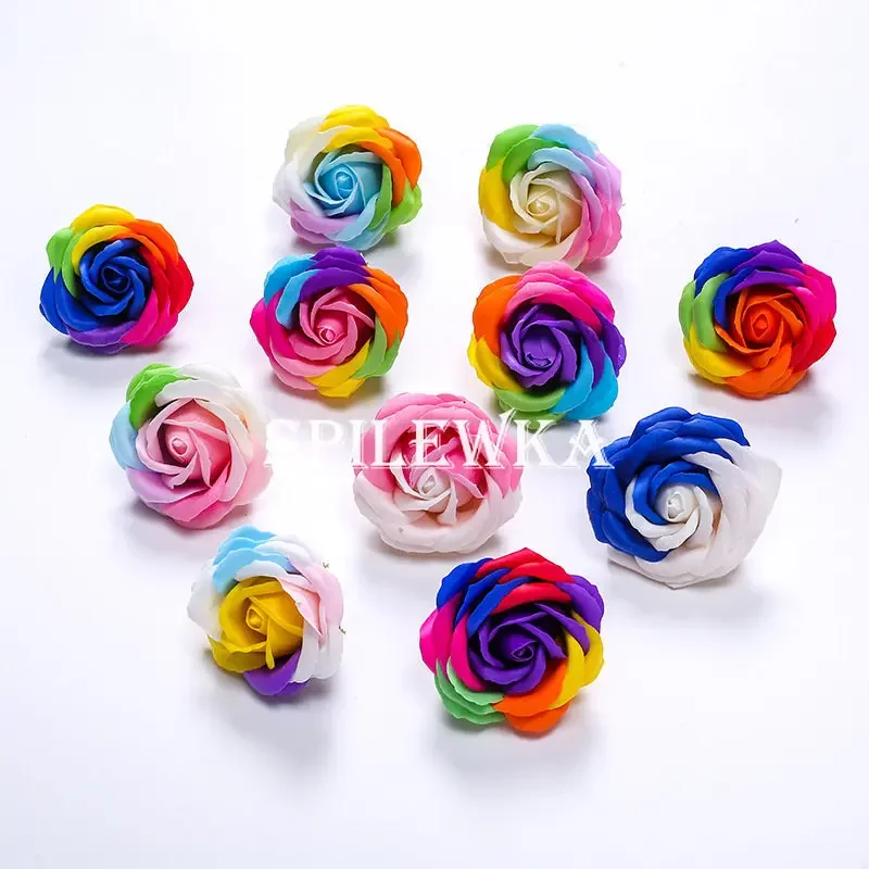Home Decor Flowers - Spilewka 6X7cm Colorful Rose Artificial Flower