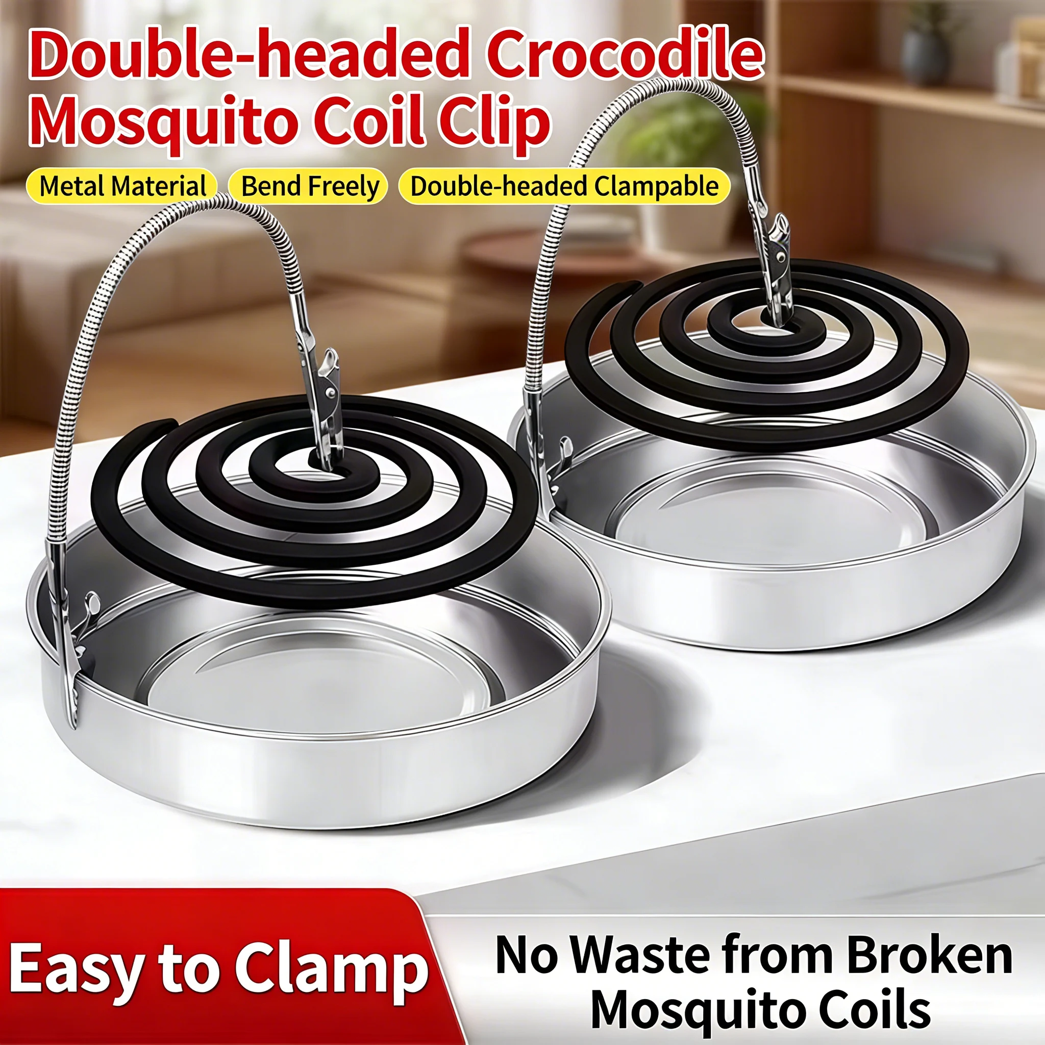 Incense Stick Holder - Dual-Head Stainless Steel Alligator Clip Incense