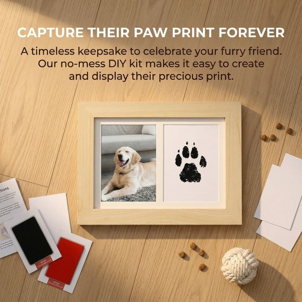 Wooden Pet Paw Print Kit Inkle - огляд і ціна Bamboo Photo Frame
