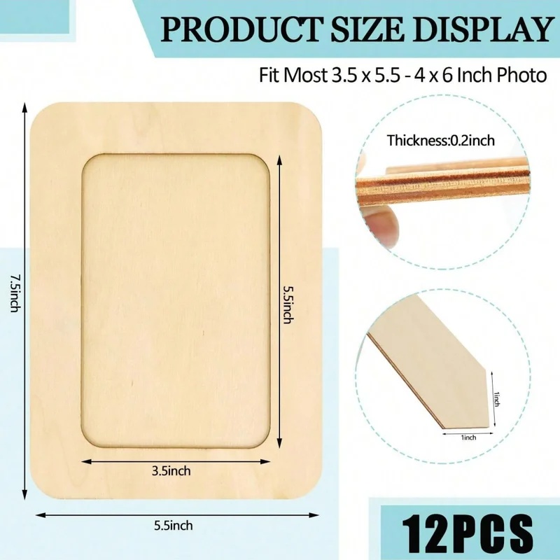 5Pcs Unfinished Wooden Frames  - огляд і ціна Bamboo Photo Frame