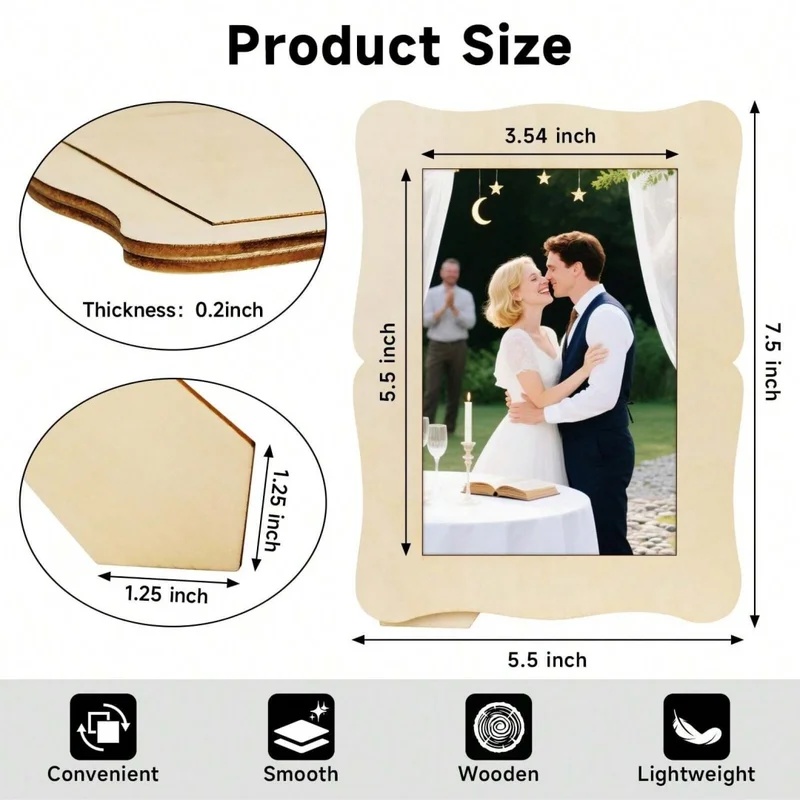 5Pcs Unfinished Wooden Frames  - огляд і ціна Bamboo Photo Frame