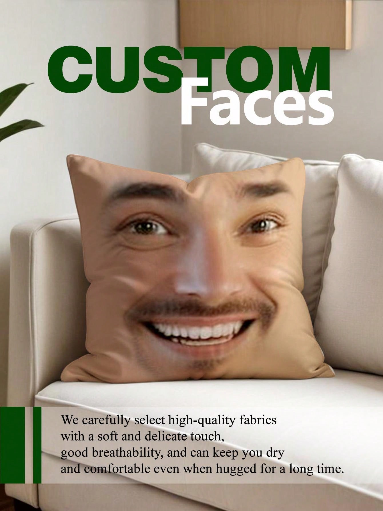 1pc Custom Face Square Pillow  - огляд і ціна Home Decor Fabric