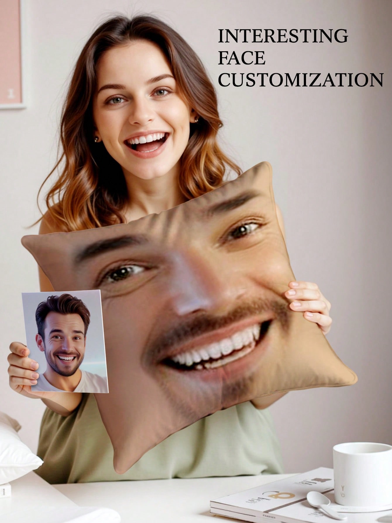 1pc Custom Face Square Pillow  - огляд і ціна Home Decor Fabric