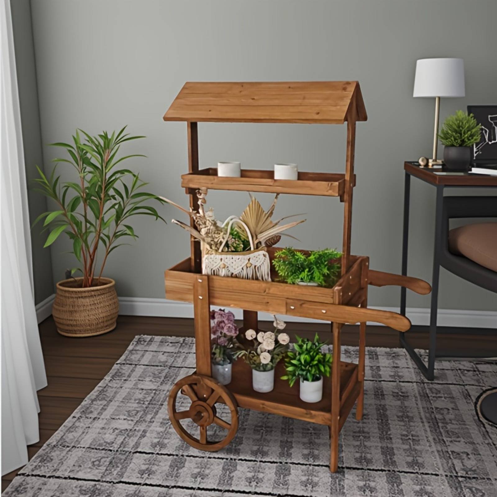 Wooden Flower Trolley Decorati - огляд і ціна Home Decor Flowers