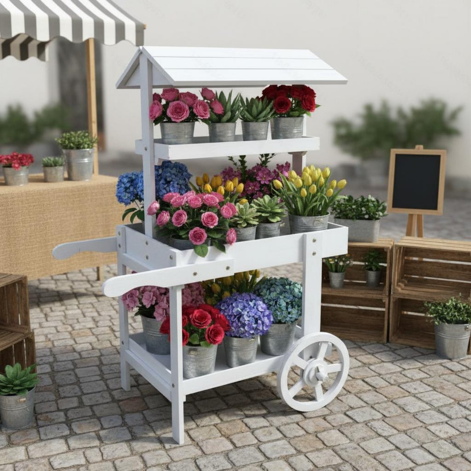Wooden Flower Trolley Decorati - огляд і ціна Home Decor Flowers