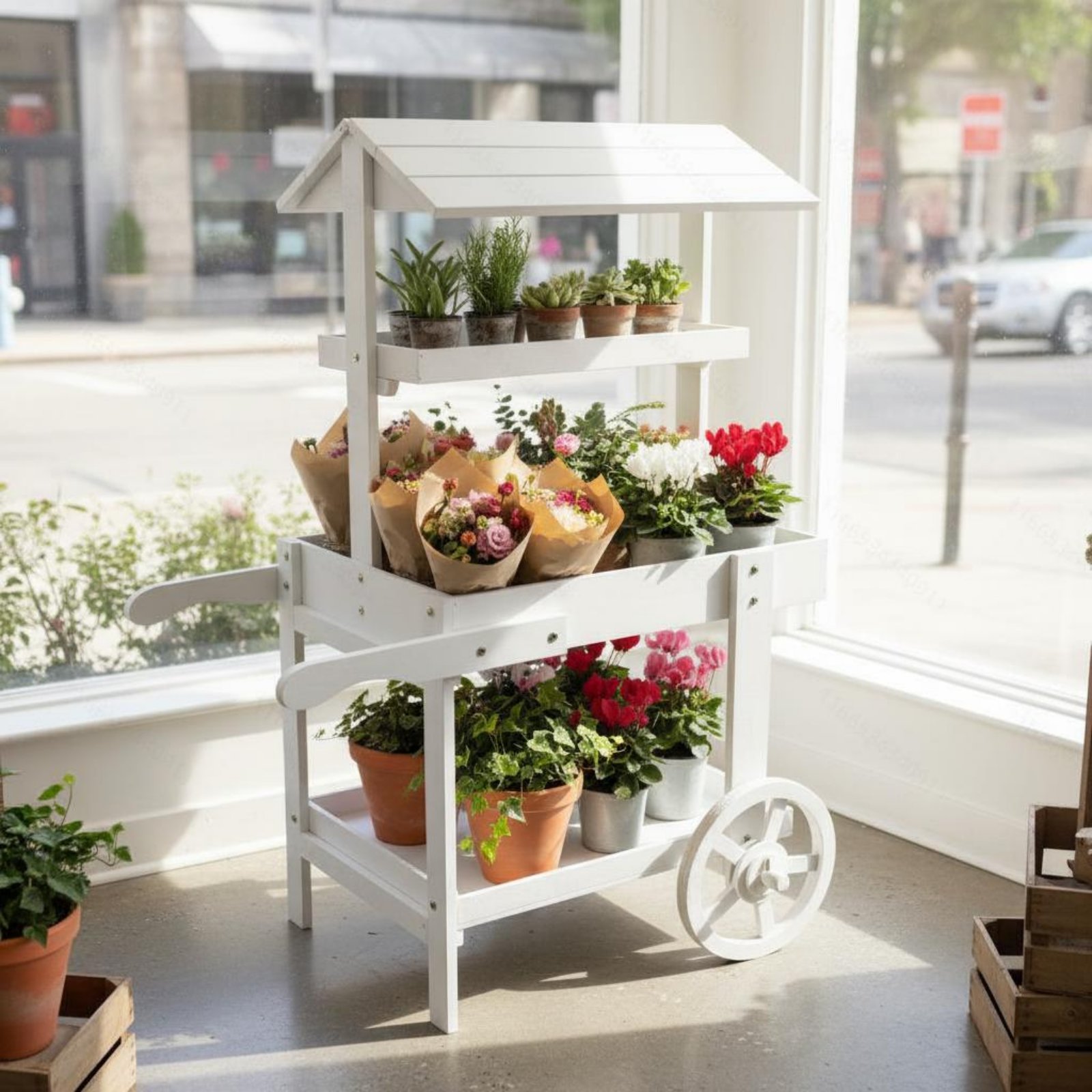 Wooden Flower Trolley Decorati - огляд і ціна Home Decor Flowers