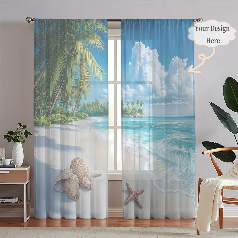 Custom 2D Flat 2pcs Sheer Curt - огляд і ціна Home Decor Fabric