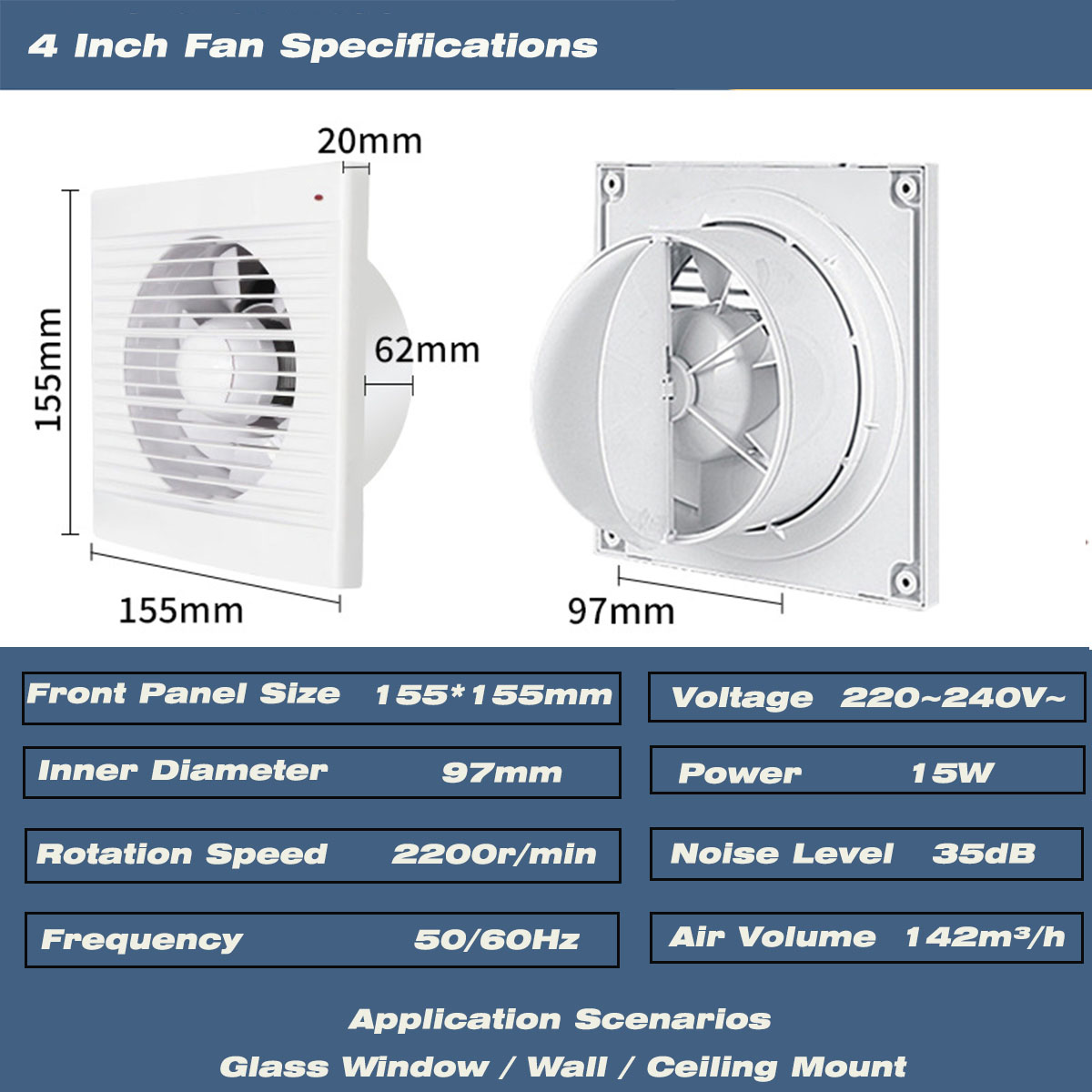 4 Inch Silent Window Mount Exh - огляд і ціна Home Decor Uk