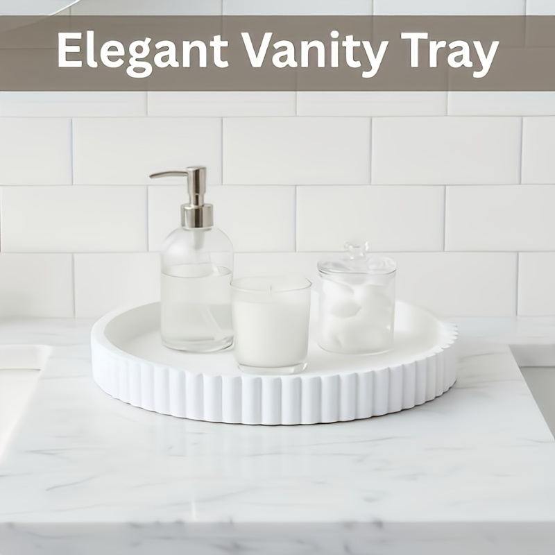 Round White Tray Modern Wavy T - огляд і ціна Home Decor Center